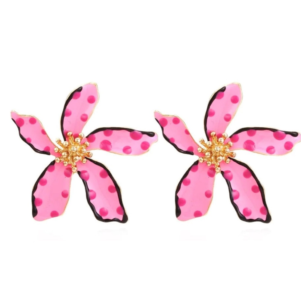 ✨3for$38 New Zara Enamel Floral Earrings ~ Floreat Statement Earrings - Picture 13 of 16